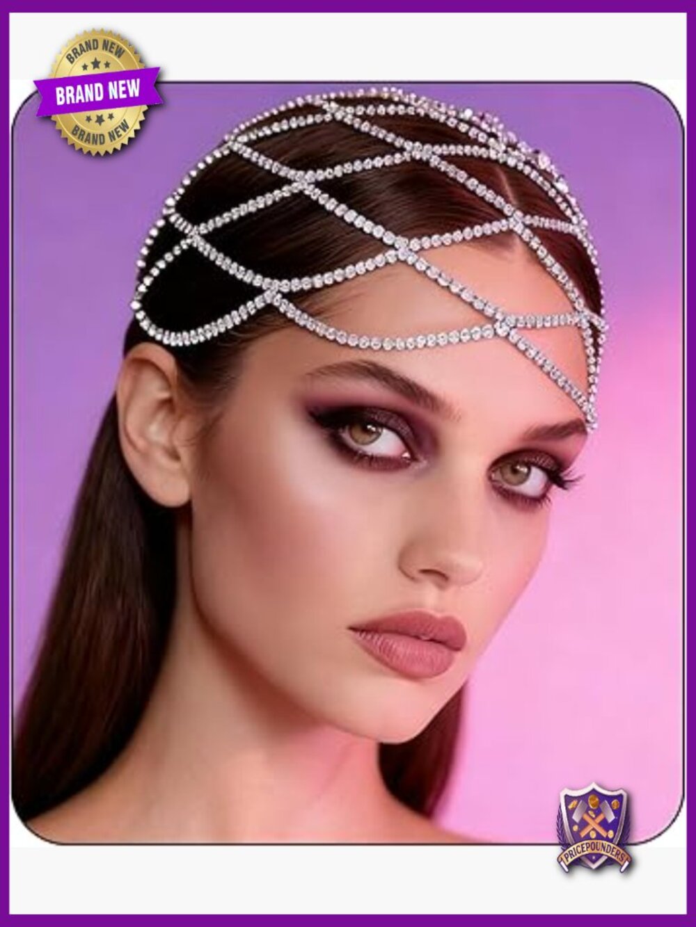 Rhinestone Head Chain Gatsby Cap Wedding Bride 1920s Flapper Hair Accessory